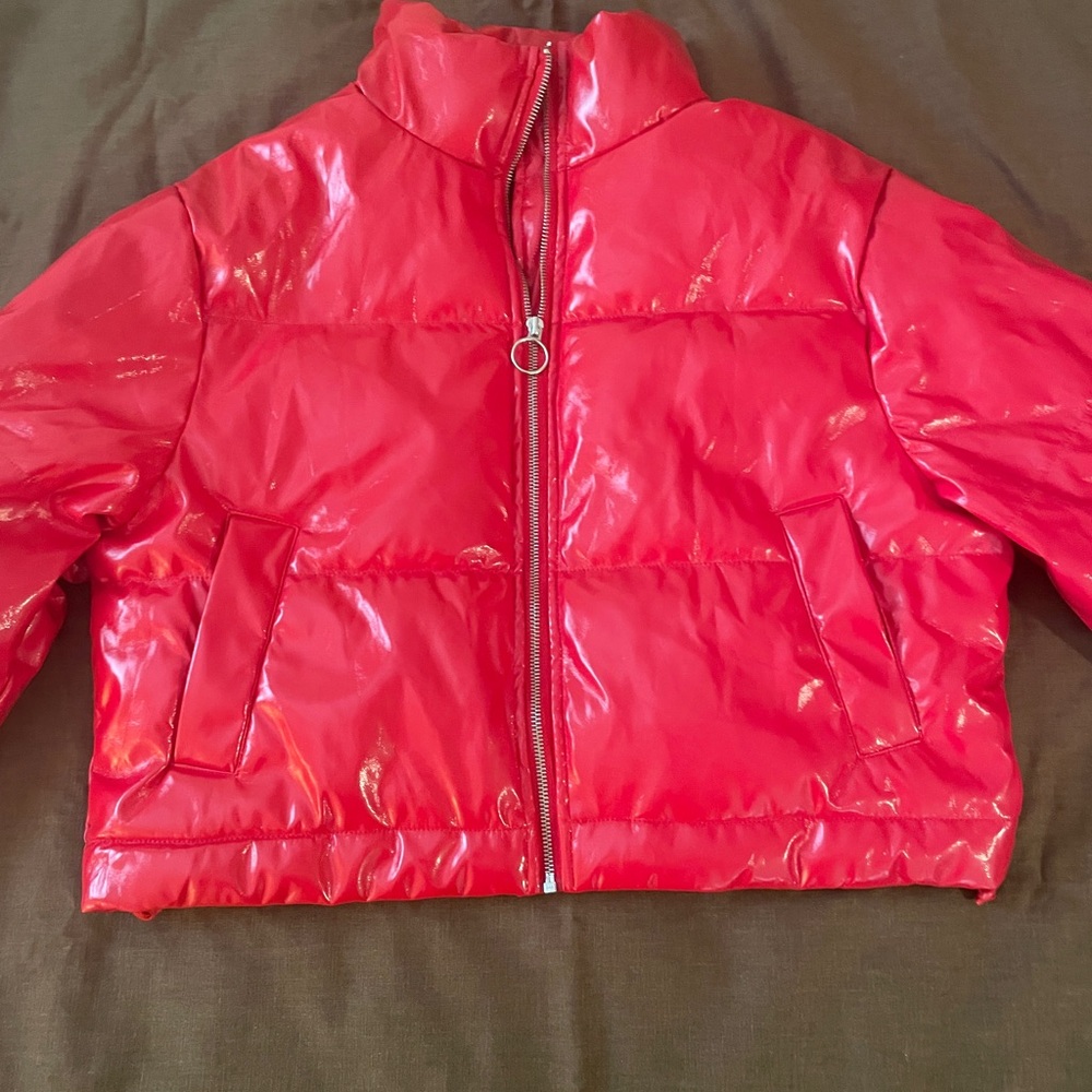 Shiny Red Puffer Jacket